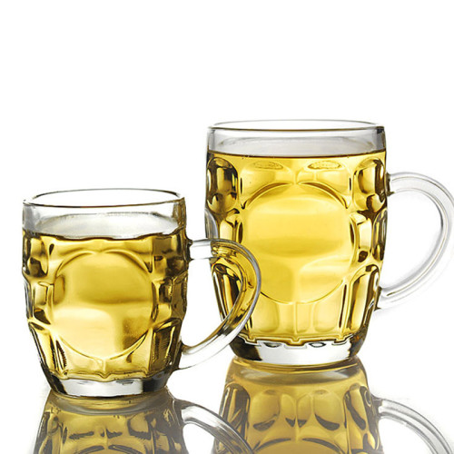 Free sample 370ML  clear beer glass mug with handle, large beer mugs,