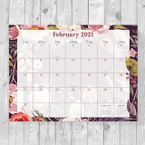 Customized Logo Floral Printed  2021-2022  Wall Hanging Mini Table Monthly Calendar Planner Pad