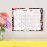 Customized Logo Floral Printed  2021-2022  Wall Hanging Mini Table Monthly Calendar Planner Pad