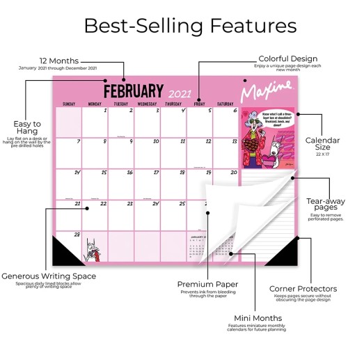 Personlized Logo CMYK Printed 2021 Monthly Wall Hang Tear Off Large Desk Pad Calendar Planner