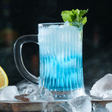 Accept custom stripes Beer Glass Mugs/drink Glass Cup/ Glass Beer Mug Cup Beer Stein with handles