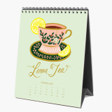 Custom Printed Logo Black Desktop Standing Flip Table Spiral Monthly Desk Calendar
