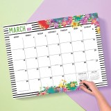 Custom Logo CMYK Printed  2021 Monthly Wall Hanging Large Desk Calendar Planner Pad