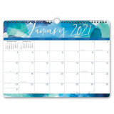 Customized Logo CMYK Printed 2021 Wire-o Binding Monthly Wall Hanging Calendar