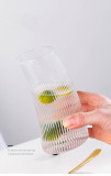 Wholesale creative striped sail shaped glass cocktail glass milk juice  glasses cup for home/bar /restaurant