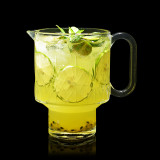 650ml Reusable Stem Wine Glass Clear Cocktail Juice Cup Stackable Glass Cup with handle for  water/tea/milk/juice