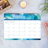 Customized Logo Foral Printed 2021 Wire-O Bound Hanging Large Format Wall Calendar For Planning And Organizing