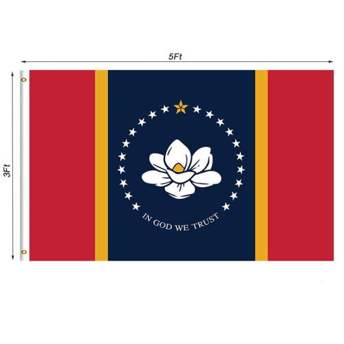 Custom New Mississippi flag banner in god we trust United States Federal Magnolia flag 3*5ft