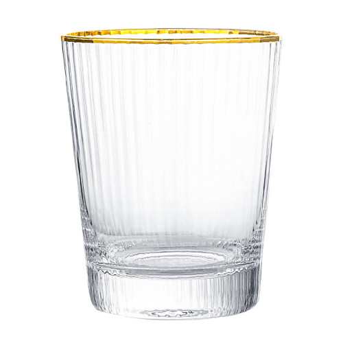 Creative luxury golden rim cocktail glass. Striped juice glass. household drinking water beer glass