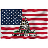 Top Quality custom USA Don't Tread on Me gadsden flag 3*5ft Polyester Patriotic flag with button