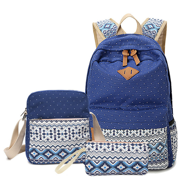 Girls Canvas School Backpack Set 3 in 1 with lunch bag College Laptop USB Backpack Casual Daypack for Teen Girls