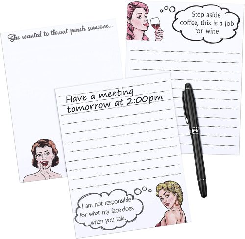 6 Pieces Funny Novelty Writting Memo Pads Personalized 5.5 x 4.25 Inch Notepads for Coworkers Office Staff
