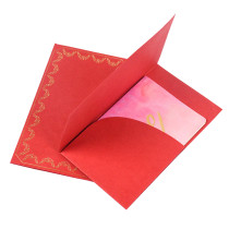 Wholesale Wedding Invitation Mini Size Custom Gold Foil Logo Red Color Paper Folders with Two Pockets