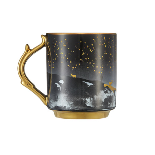 Hot Selling Porcelain Mugs Black Gold Coffee Mug Stoneware Ceramic Mugs for Travel