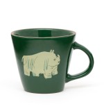 Microwave Safe OEM conical shape antinque pottery stoneware restaurant coffee tea mug with zoo design