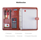 Customized Personalized Fireproof Ring Binder Document File Folder Leather A4,Reuseable Portfolio Distributor