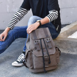 Mens women durable customize logo rucksack vintage canvas  laptop backpack  leisure school  backpack