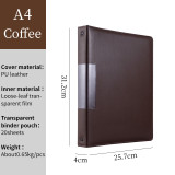 A3 Hardcover Black Blue PU File Foder Red Brown Leather 4 Ring Binder For A4 Size Documents
