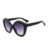 11932 Superhot Eyewear 2019 Fashion Women Brand Designer Sun glasses Big Frame Shades Oversized Rhinestones Cat Eye Sunglasses
