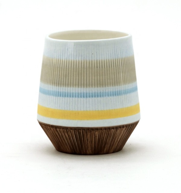 ceramic multicolor line luxury pure white tea sets 6oz Coffee Cup