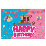 New custom screen printing polyester hanging flag happy birthday party decoration flag banner