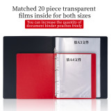A3 Hardcover Black Blue PU File Foder Red Brown Leather 4 Ring Binder For A4 Size Documents