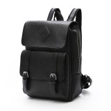 big capacity popular PU man leather backpack fashion travel backpack with earphone hole