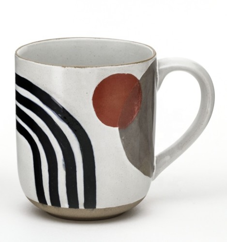 Round colorful hand painting ceramic coffee mug cup