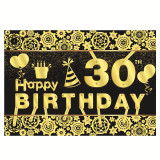 New custom screen printing polyester hanging flag happy birthday party decoration flag banner