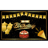 New custom screen printing polyester hanging flag happy birthday party decoration flag banner