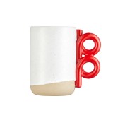 2020 new design stoneware coffee mug drink mugs with 3d red handle