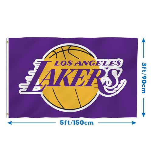 Top flag manufacturer 3*5 ft Polyester Los Angeles lakers flag sports  NBA flag custom  Banner