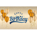 New custom screen printing polyester hanging flag happy birthday party decoration flag banner