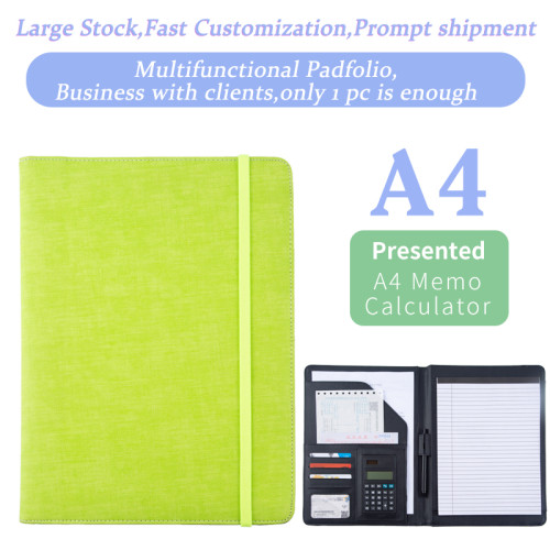 A4 Custom Canvas Olive Green Zip Document Folder Padfolio Portfolio For Promotion