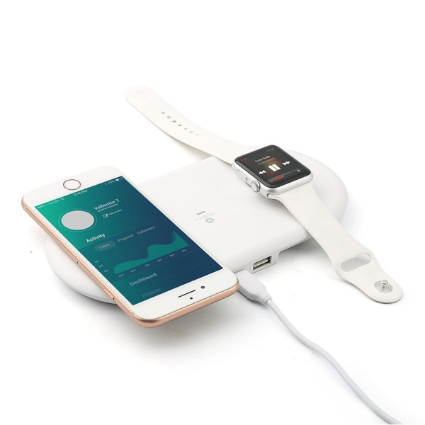 type c usb charger input 2 in 1 qi wireless charger for mobile phone earpods and for iwatch