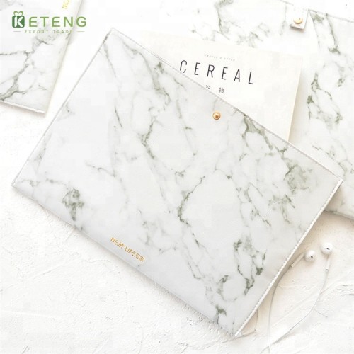 Unique A4 size marble leather conference file folder with button closure