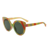 12345 Superhot Eyewear Strips Color Cateye Sun glasses PC Frame Women 2018 Fashion Cat Eye Sunglasses