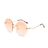 10035 Superhot Eyewear Fashion Round Rimless Sun glasses Women Oversized Sunglasses