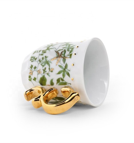 Best Selling Ceramic Coffee Mug Porcelain Everyday Mug with golden handle for gift