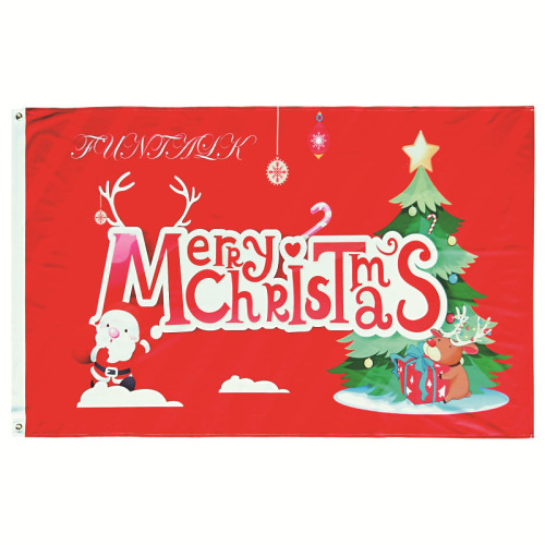 48 hours Send out flags custom processed polyester 3*5ft Merry Christmas banner