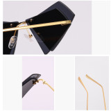 JR66265  Men Women Brand Designer Sun glasses Irregular Shades Tinted Double Lenses Fashion Rimless Sunglasses