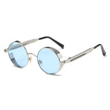 92714 Superhot Eyewear Retro Vintage Round Metal Steampunk Sunglasses