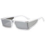 Superhot Eyewear 14745 Futuristic Rectangle Silver Mirrored Sunglasses