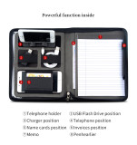 New Style Ostrich Grain A4 Zip Document File Folder Conference Portfolio with Telephone Holder