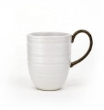 12OZ High Quality matte black white glaze with gold metal glaze handle ceramic mug
