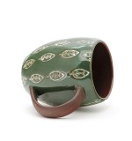 Round green and leaf pattern design glazed ceramic coffee mug cup for customized