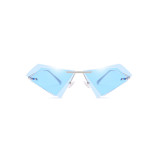 JR66265  Men Women Brand Designer Sun glasses Irregular Shades Tinted Double Lenses Fashion Rimless Sunglasses