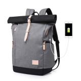 Large Capacity Multifunctional Laptop Bag Canvas Travel Rucksack Roll Top Backpack