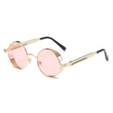 92714 Superhot Eyewear Retro Vintage Round Metal Steampunk Sunglasses