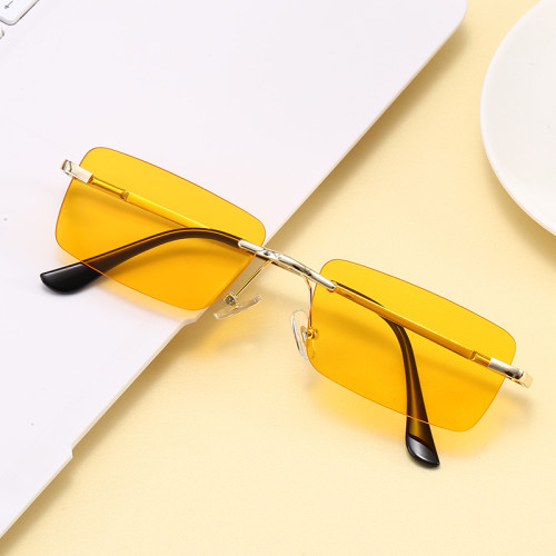 Superhot Eyewear 45700 Fashion 2020 Retro Vintage Spring Hinges Sun glasses Small Rimless Rectangular Sunglasses